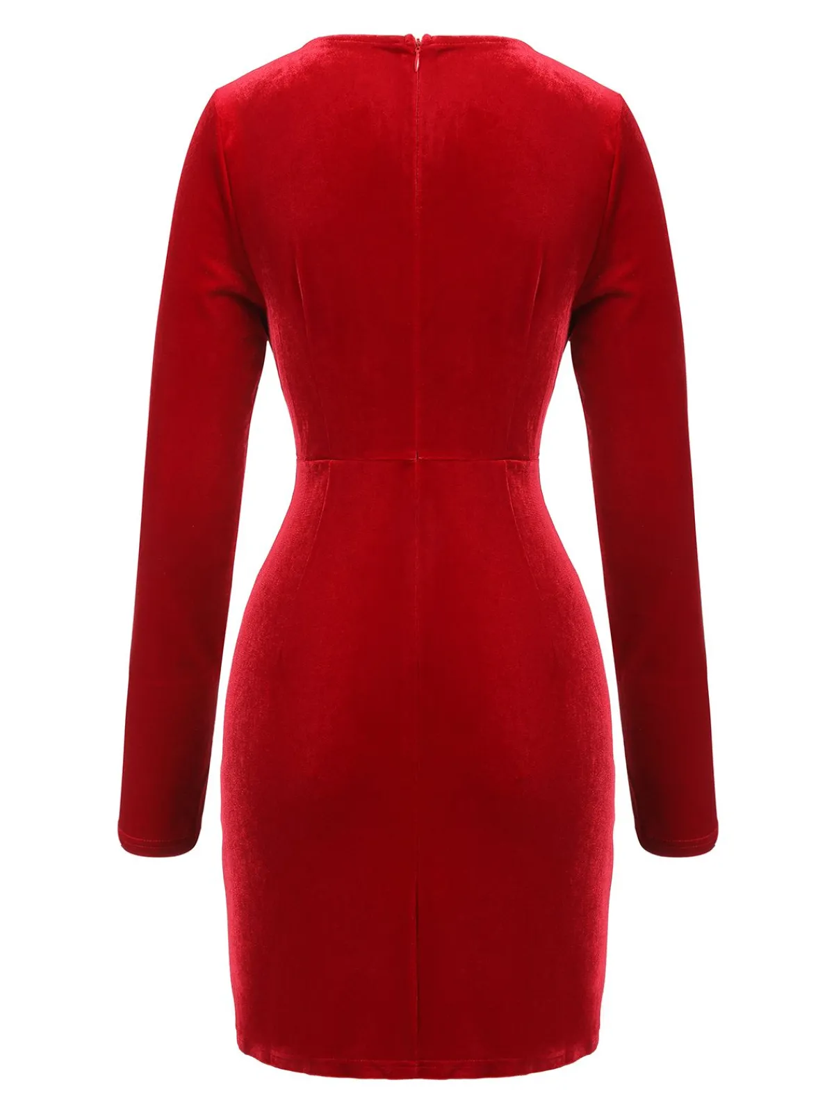 Sale Retro Stage 1960s V-Neck Velvet Pleated Wrap Dress Red