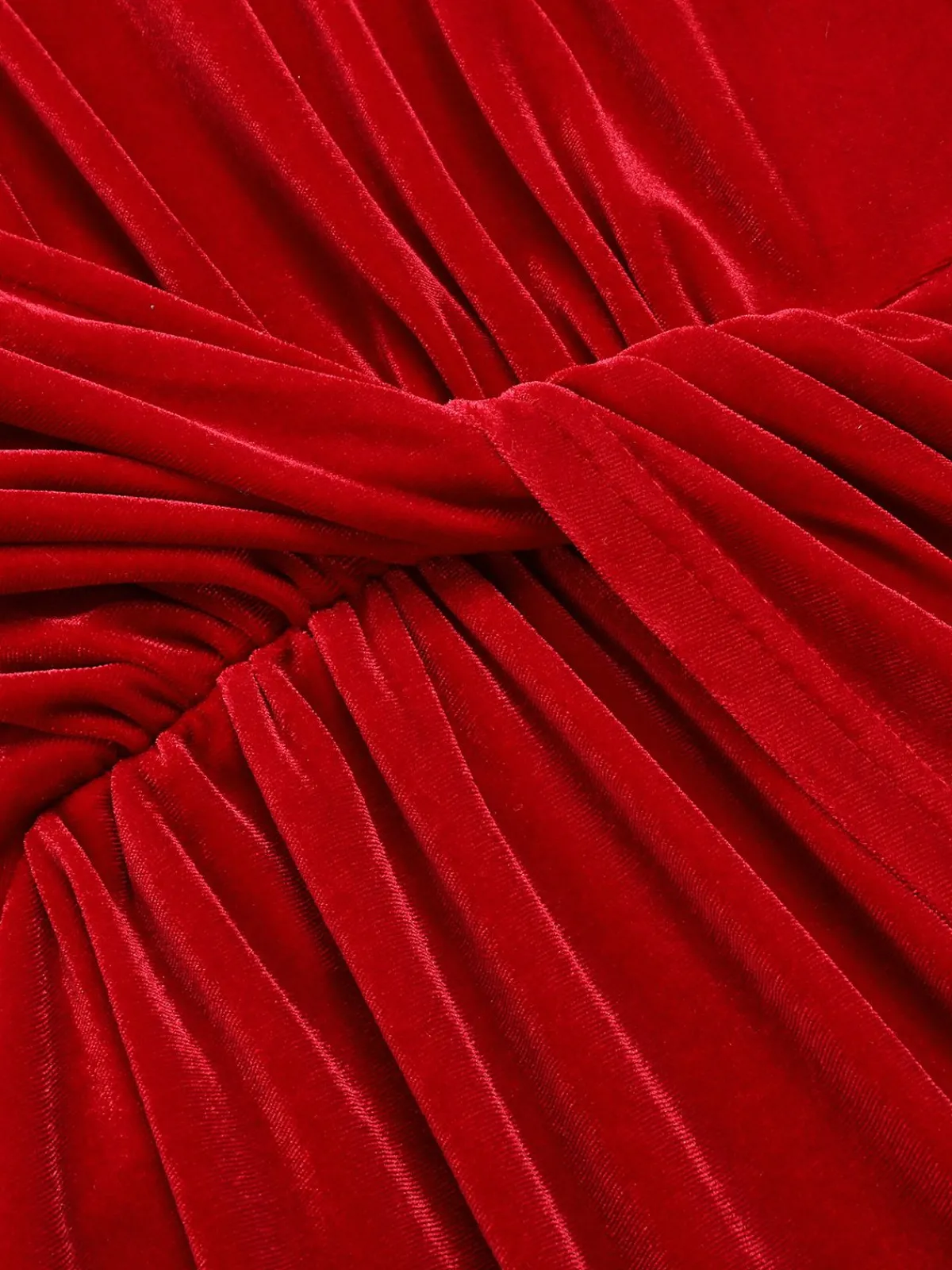 Sale Retro Stage 1960s V-Neck Velvet Pleated Wrap Dress Red