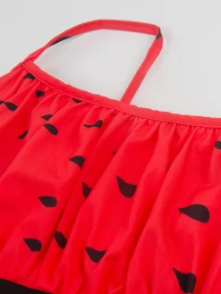 Best Retro Stage 1950s Watermelon Patchwork Dress Red