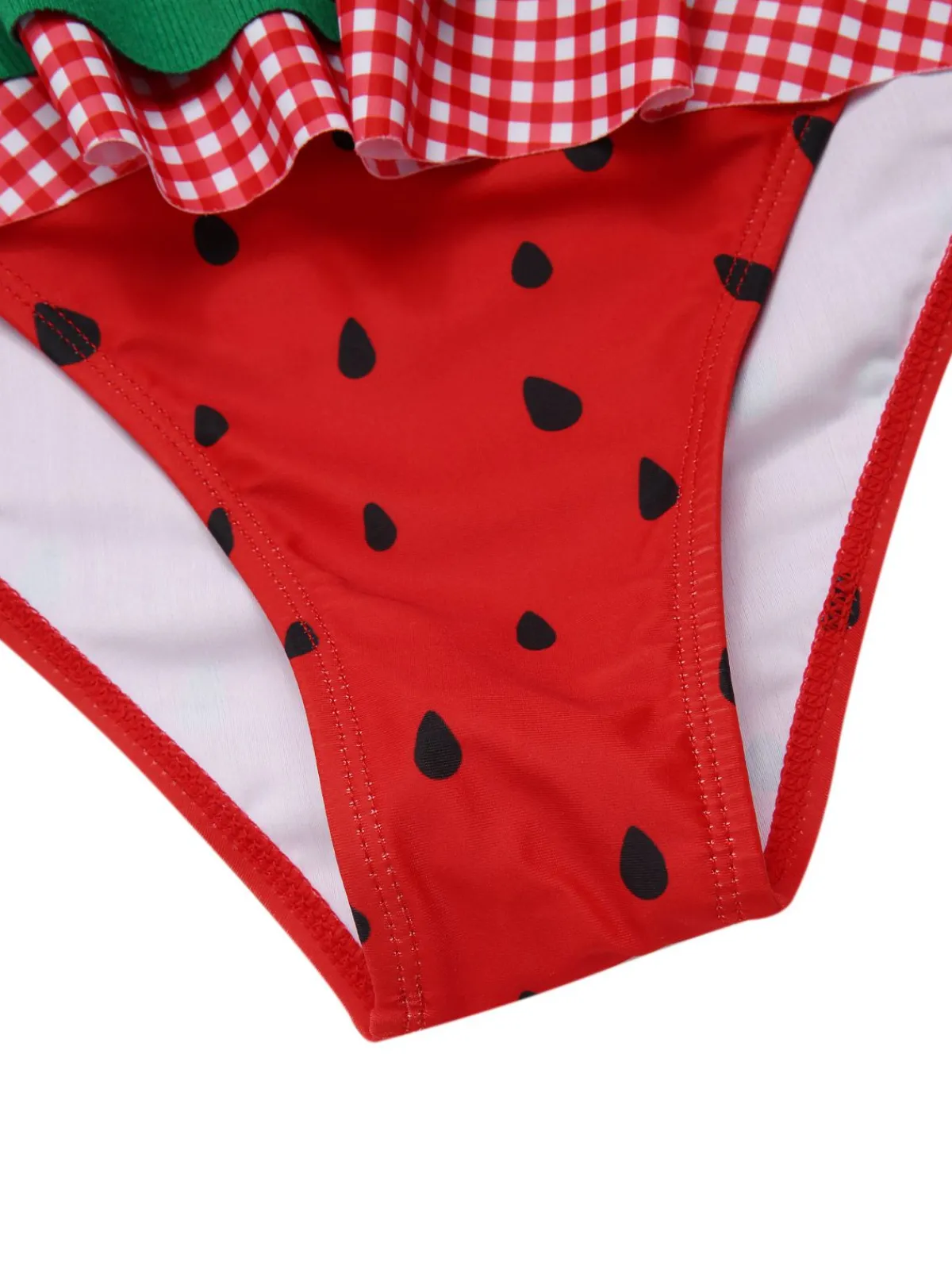 Hot Retro Stage 1950s Watermelon Ruffled Bikini Set Red