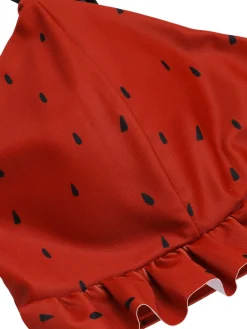 Hot Retro Stage Red 1950s Watermelon Suspender Bikini Set Watermelon Red