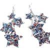 New Retro Stage Red White Blue Stars Dangle Earrings