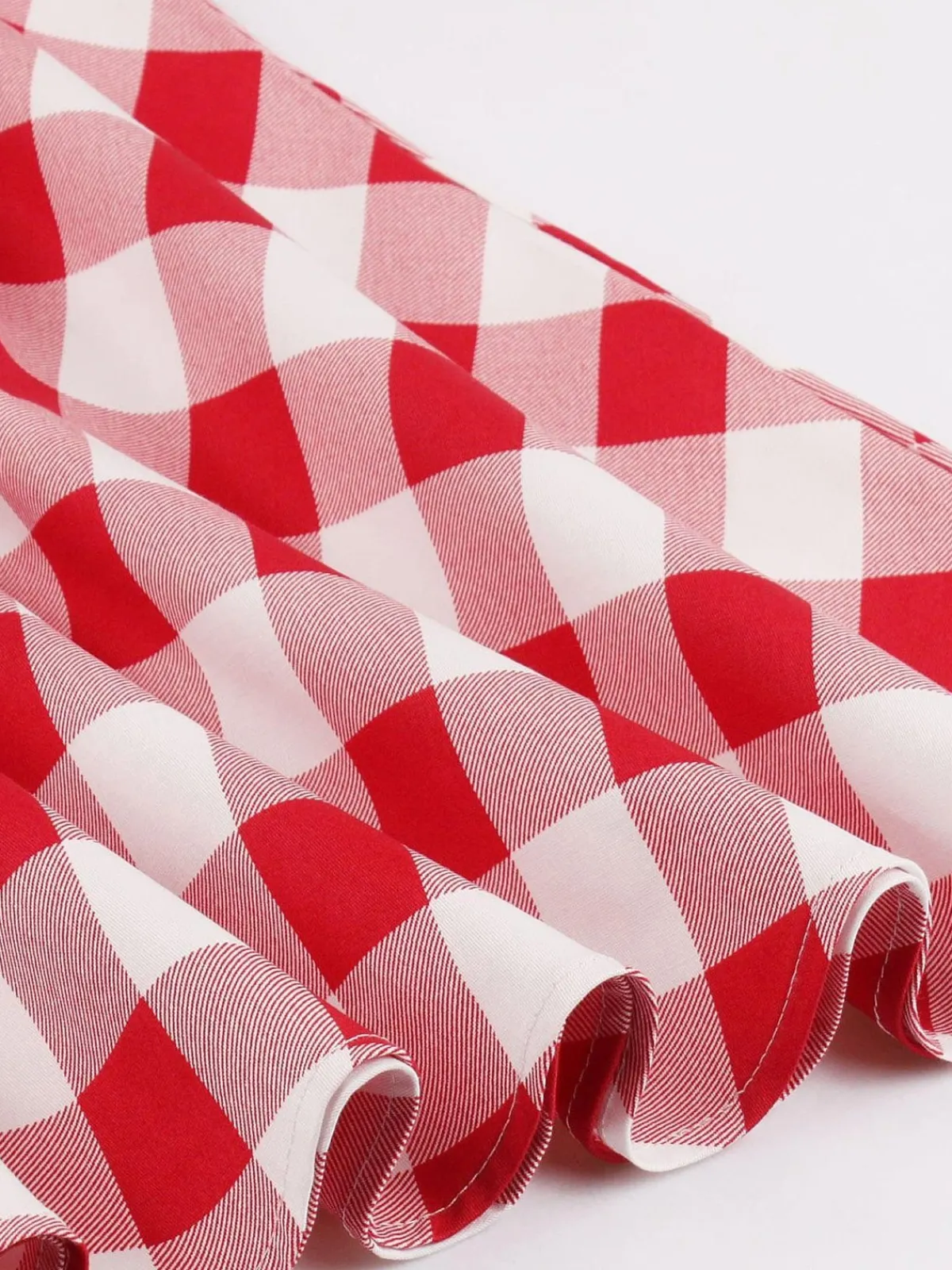 Sale Retro Stage White 1950s Pockets Plaid Dress Red