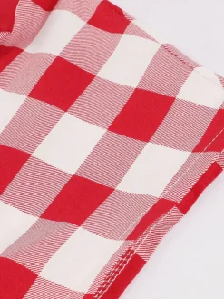 Sale Retro Stage White 1950s Pockets Plaid Dress Red