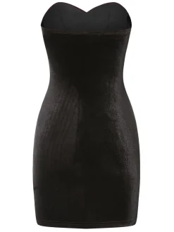 Sale Retro Stage Red& 1960s Heart Shape Patchwork Dress Black