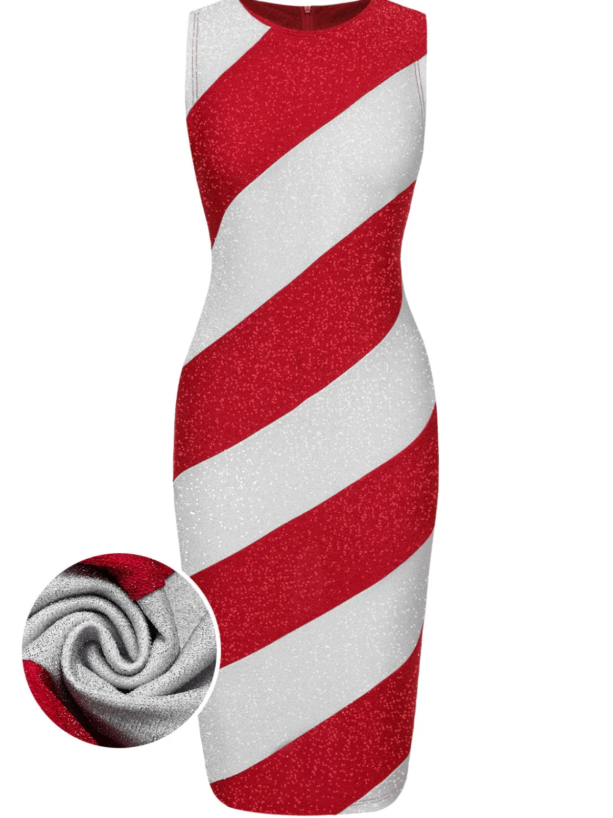 Clearance Retro Stage Red& 1960s Pinstriped Pencil Dress White
