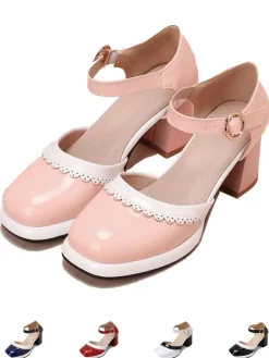 Discount Retro Stage Retro Ankle Strap High Heels Shoes