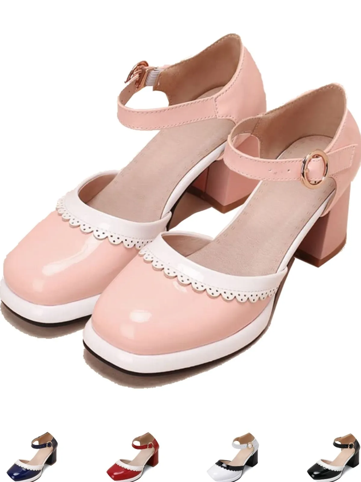 Discount Retro Stage Retro Ankle Strap High Heels Shoes