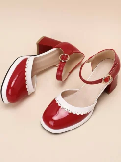Discount Retro Stage Retro Ankle Strap High Heels Shoes