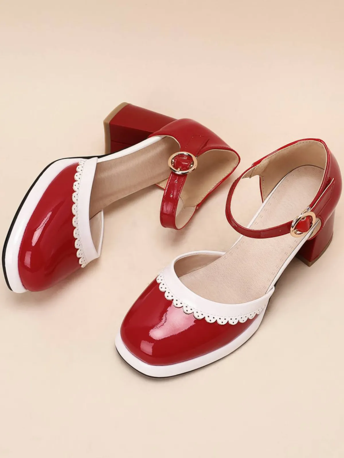 Discount Retro Stage Retro Ankle Strap High Heels Shoes