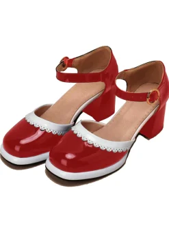 Discount Retro Stage Retro Ankle Strap High Heels Shoes