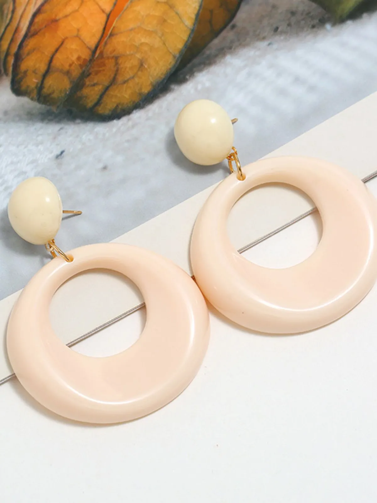 Sale Retro Stage Retro Apricot Plastic Hoop Earrings
