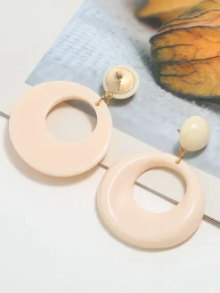 Sale Retro Stage Retro Apricot Plastic Hoop Earrings