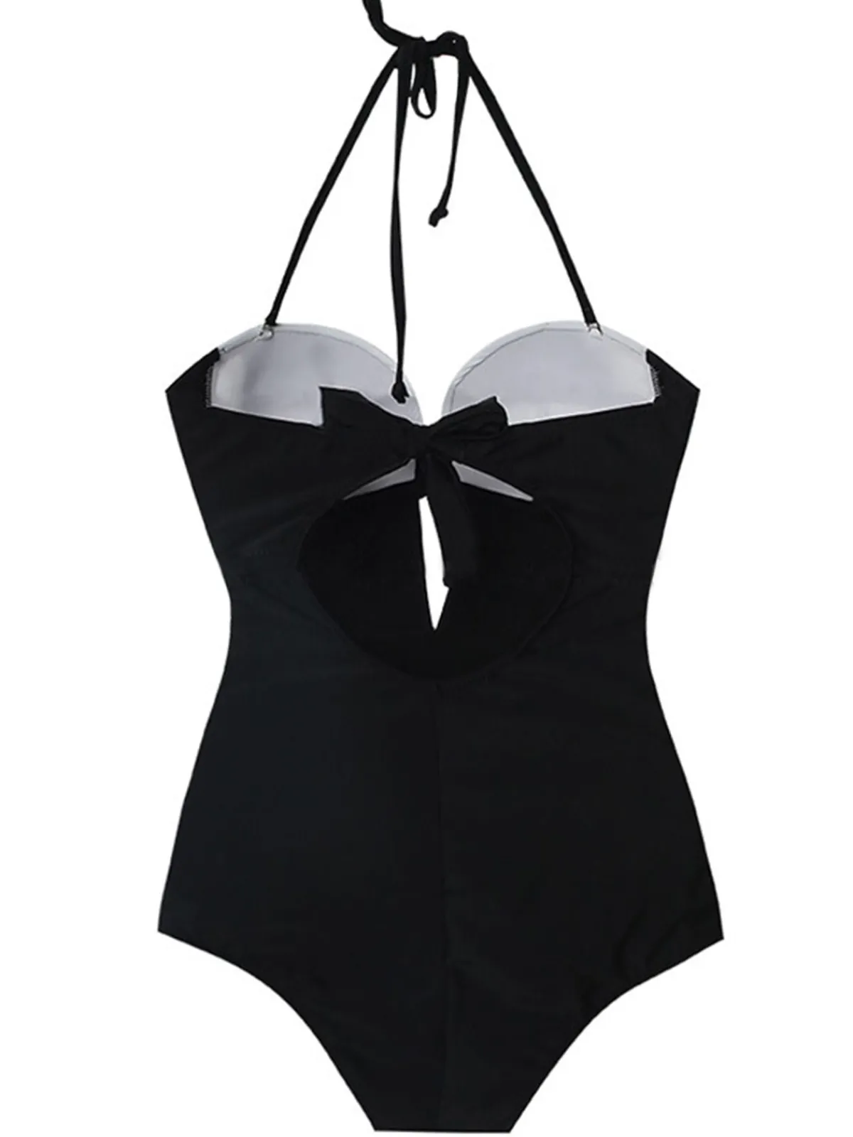 Hot Retro Stage Retro Halter Keyhole Swimsuit Black