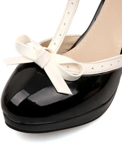 New Retro Stage Retro Bow Décor High Heel Shoes
