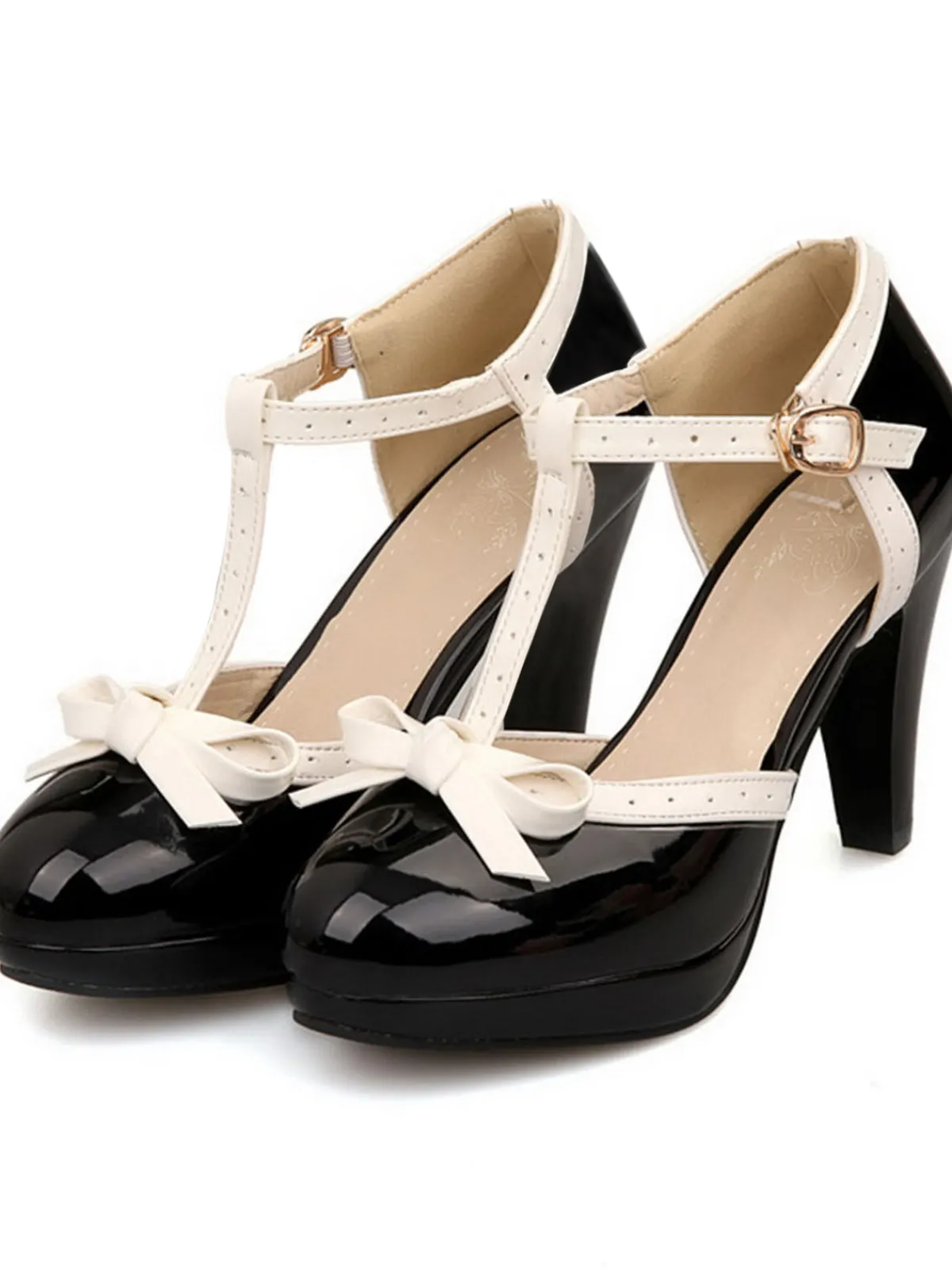 Clearance Retro Stage Retro Bow Décor High Heel Shoes