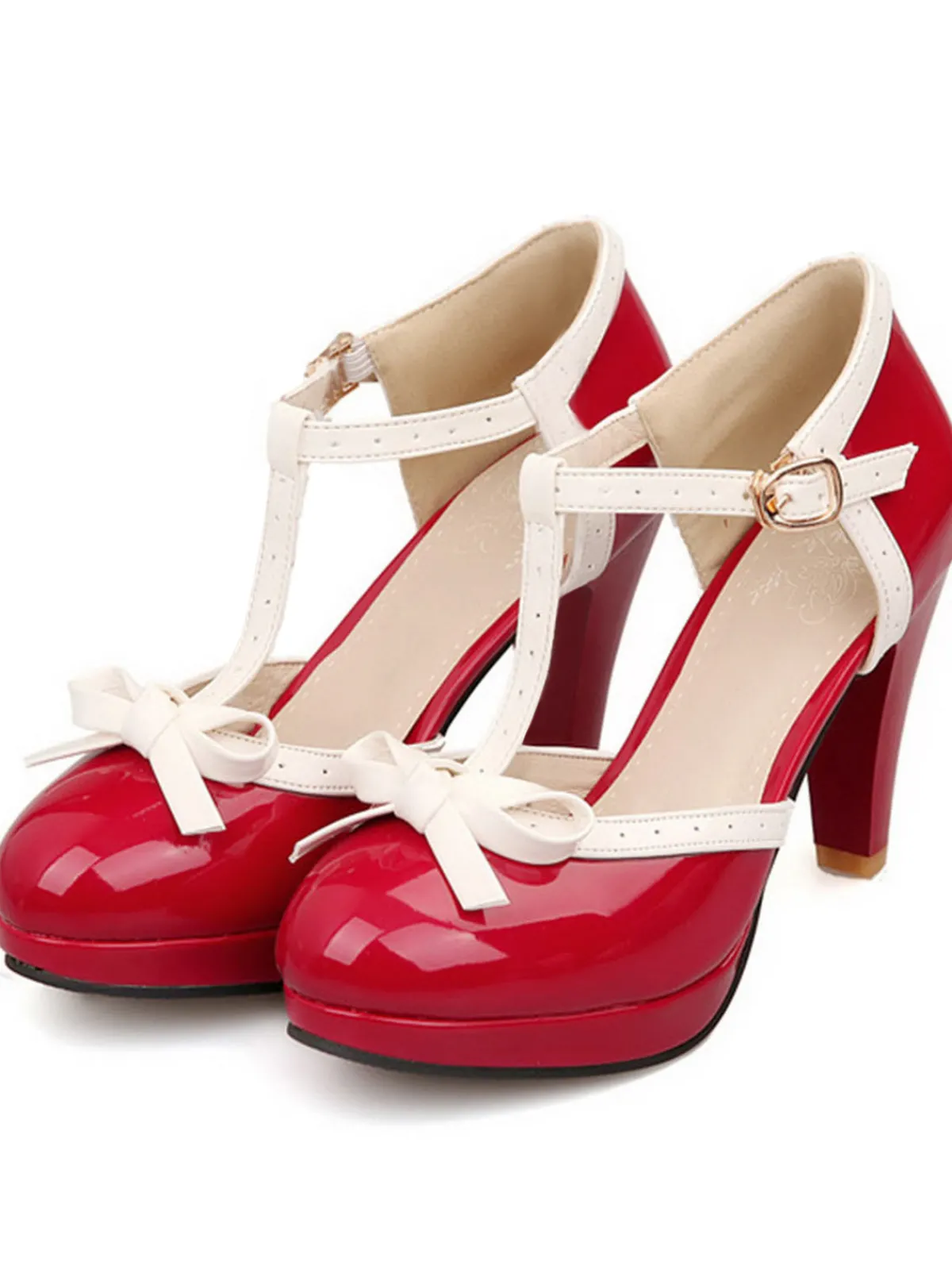 Clearance Retro Stage Retro Bow Décor High Heel Shoes