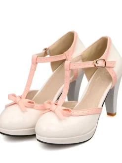 Clearance Retro Stage Retro Bow Décor High Heel Shoes