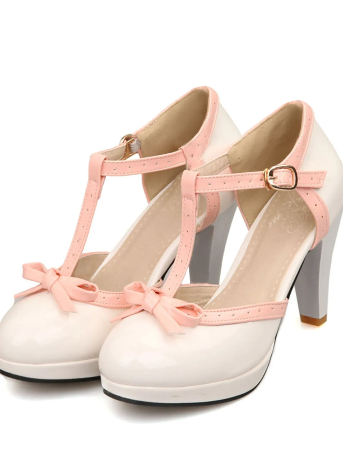 New Retro Stage Retro Bow Décor High Heel Shoes