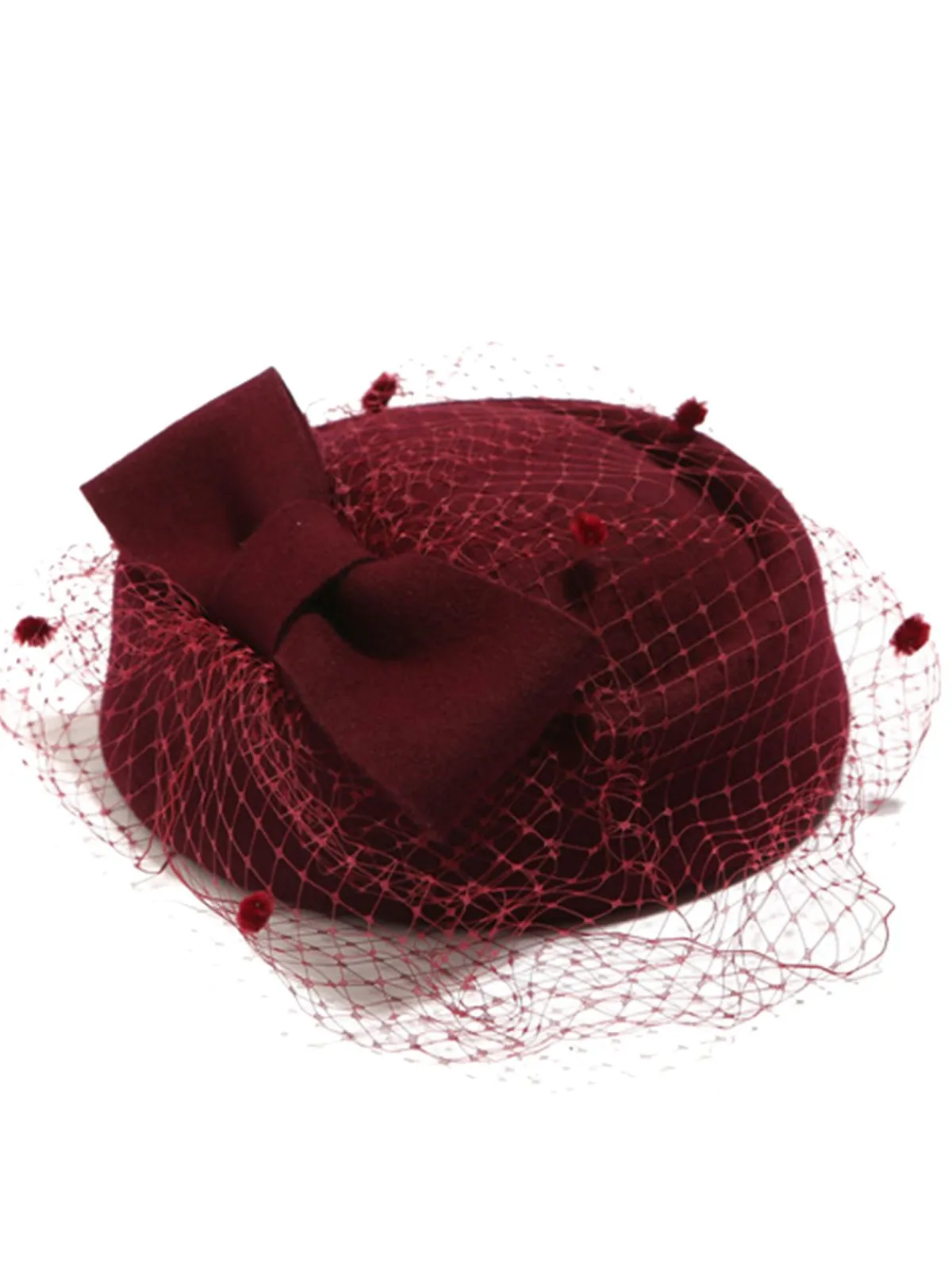 New Retro Stage Retro Bow Mesh Wooled Dress Hat