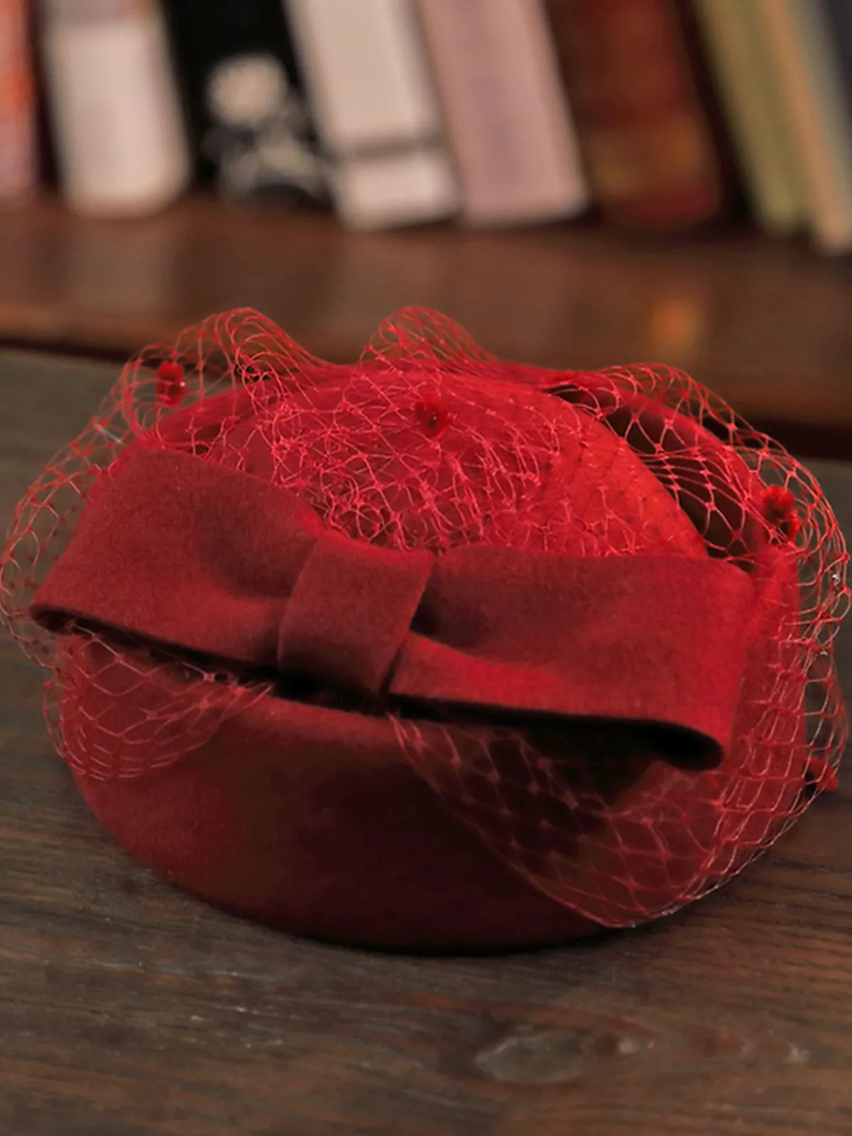 New Retro Stage Retro Bow Mesh Wooled Dress Hat