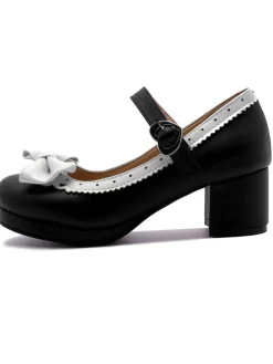 Discount Retro Stage Retro Bow Non-slip High Heel Shoes