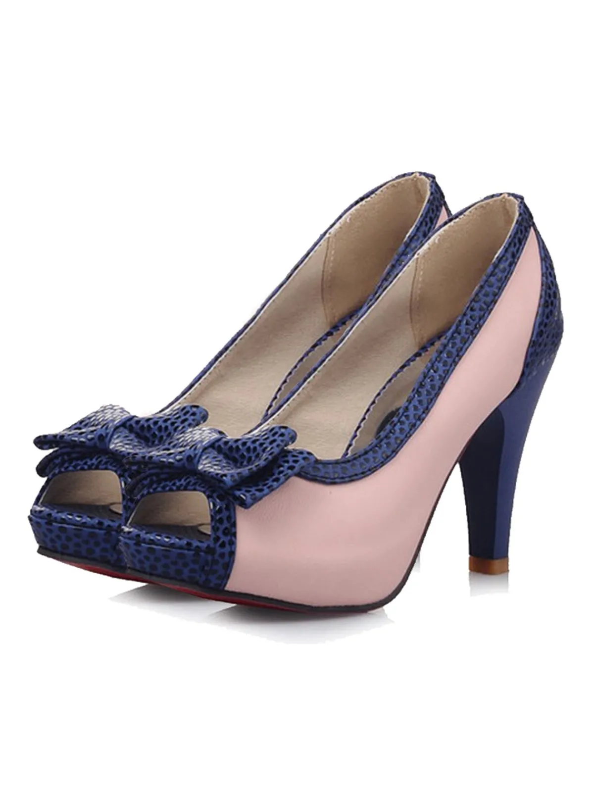 Clearance Retro Stage Retro Bow Peep Toe High Heel Shoes