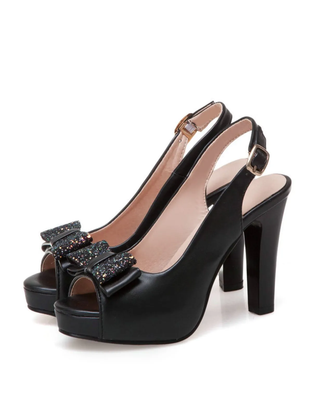 Clearance Retro Stage Retro Bow Slingback Peep Toe Shoes