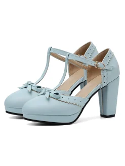Fashion Retro Stage Retro Bow T-Strap High Heels Shoes