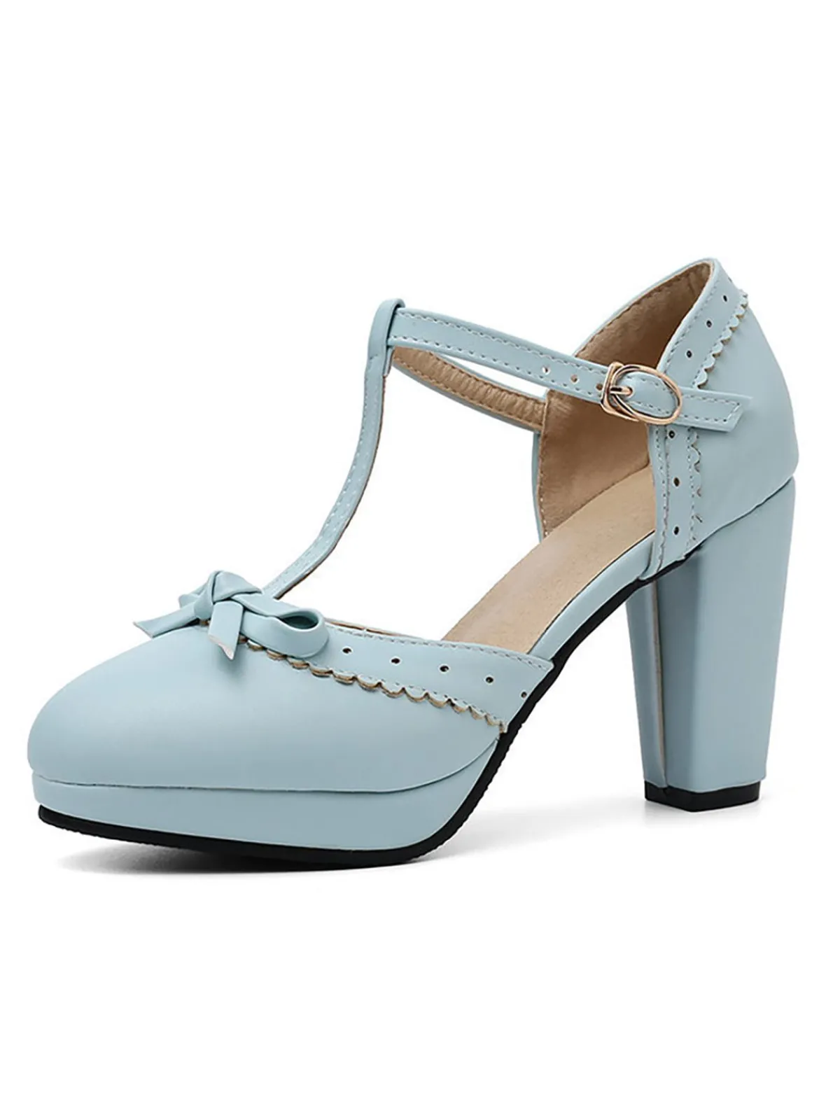 Hot Retro Stage Retro Bow T-Strap High Heels Shoes