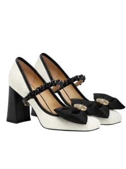 New Retro Stage Retro Bowknot Chunky Heels Mary Jane Shoes