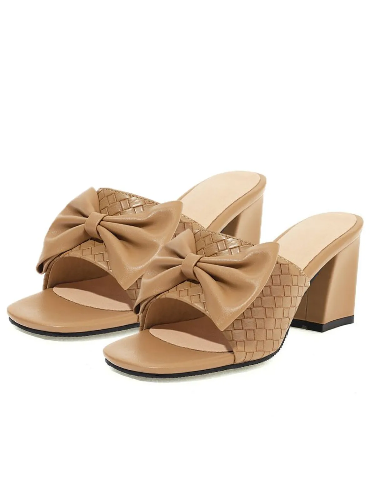 Sale Retro Stage Retro Bowknot Chunky Heels Sandals