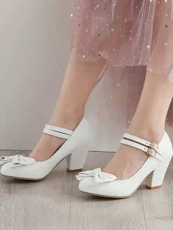 Online Retro Stage Retro Bowknot Double-Straps Shoes