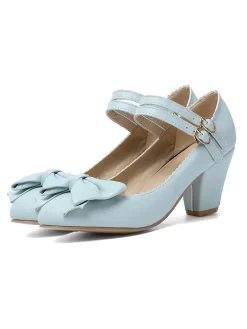 Online Retro Stage Retro Bowknot Double-Straps Shoes