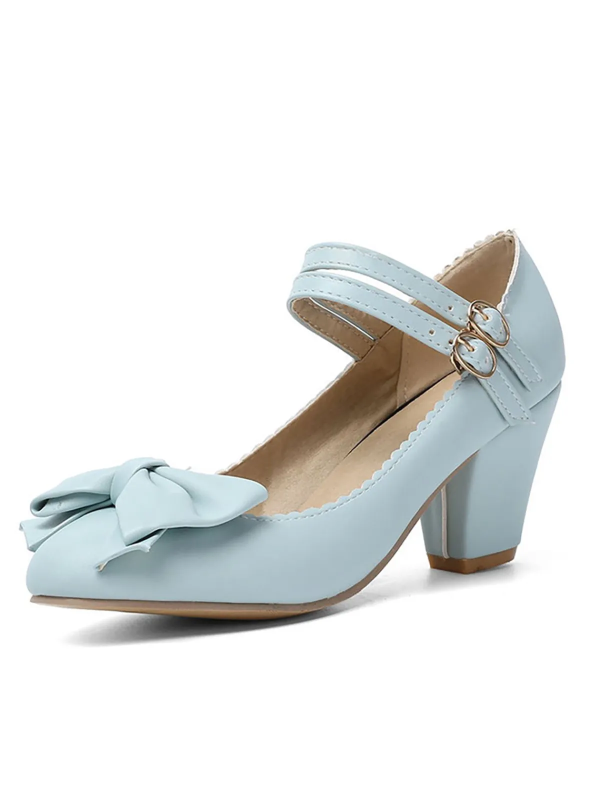 Online Retro Stage Retro Bowknot Double-Straps Shoes