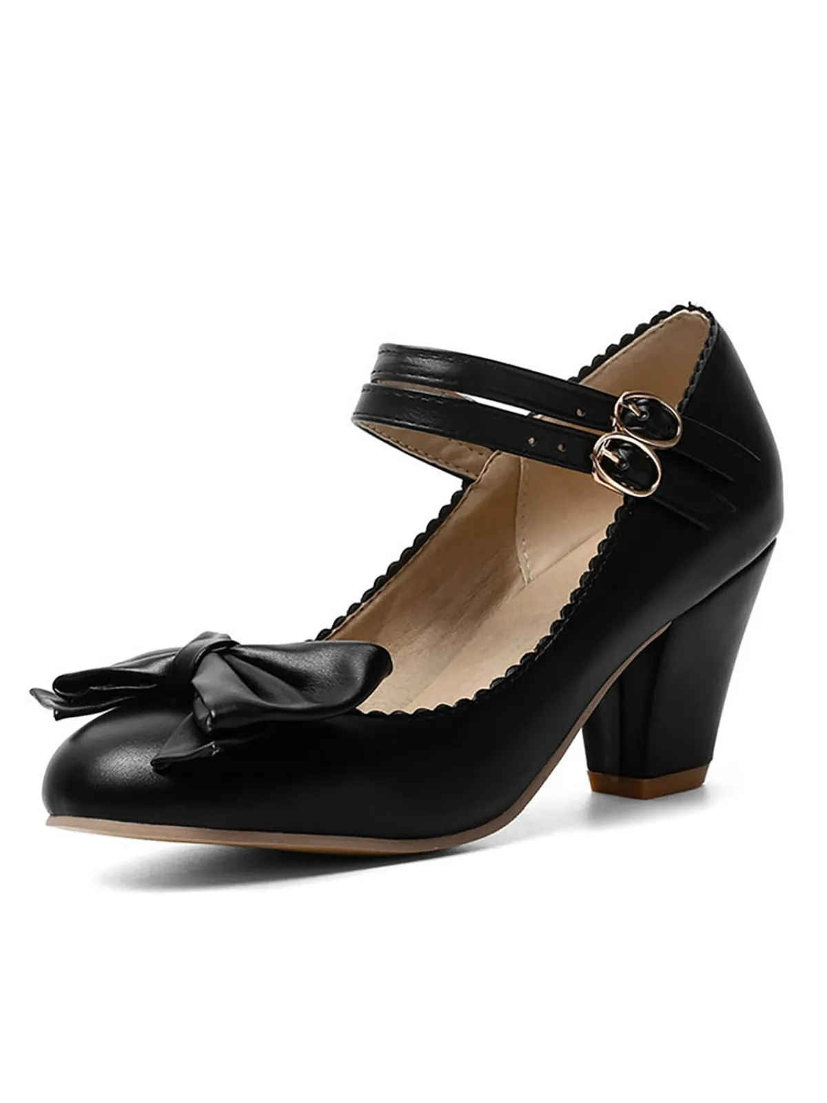 Online Retro Stage Retro Bowknot Double-Straps Shoes