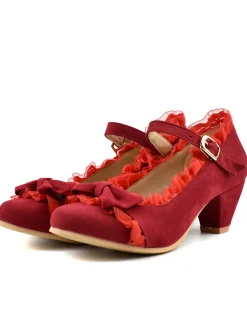 Clearance Retro Stage Retro Bowknot Lace High Heels Shoes