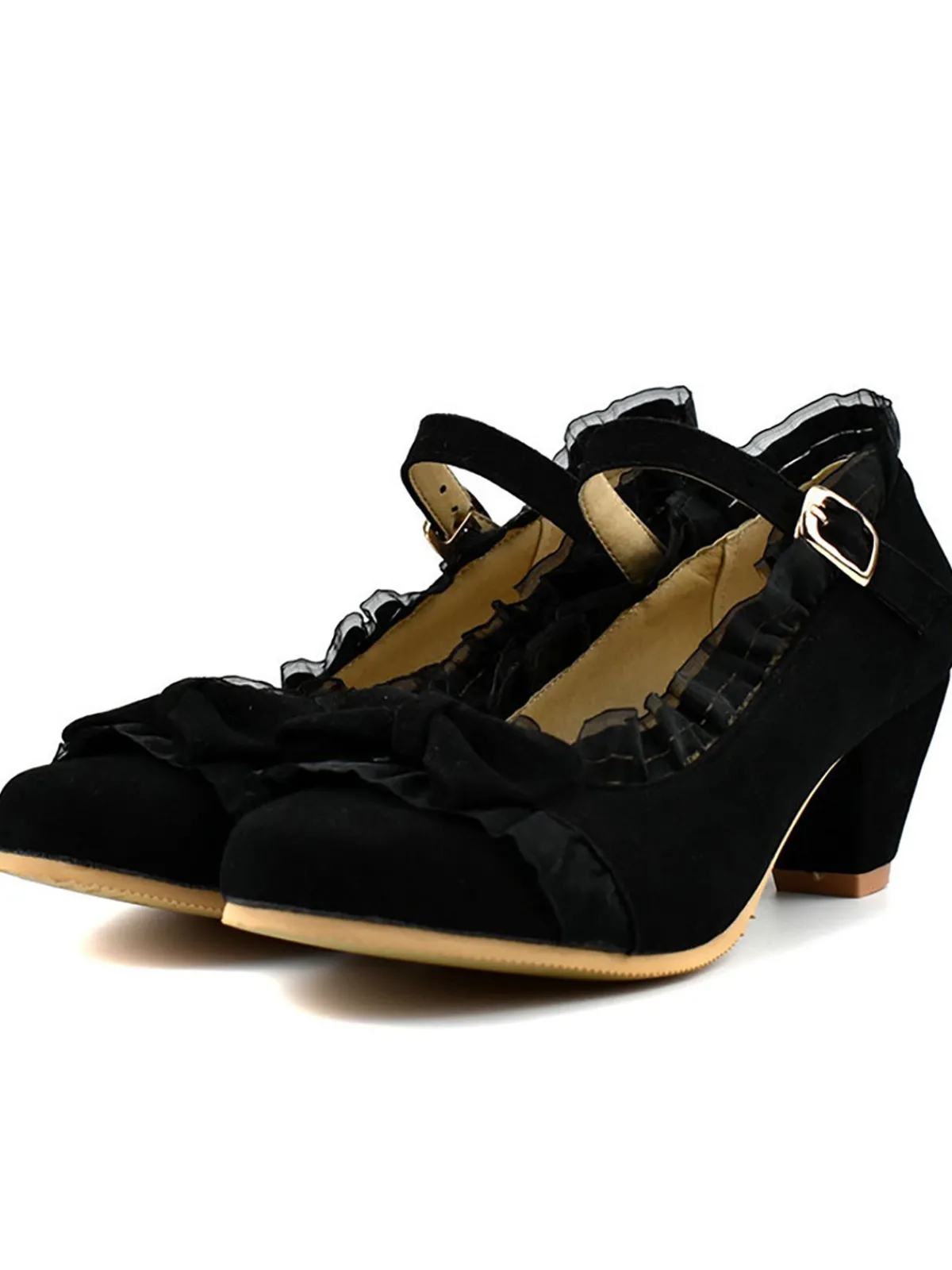 Clearance Retro Stage Retro Bowknot Lace High Heels Shoes