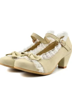 Clearance Retro Stage Retro Bowknot Lace High Heels Shoes