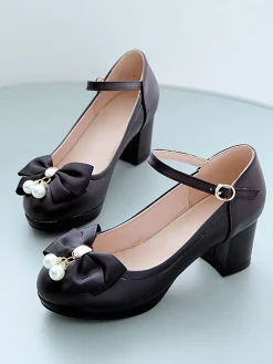 Clearance Retro Stage Retro Bowknot Mary Jane Shoes