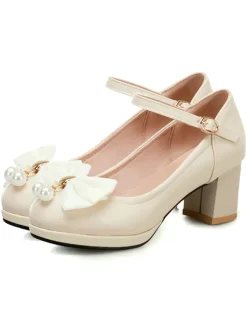 Clearance Retro Stage Retro Bowknot Mary Jane Shoes