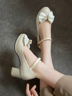 Clearance Retro Stage Retro Bowknot Mary Jane Shoes
