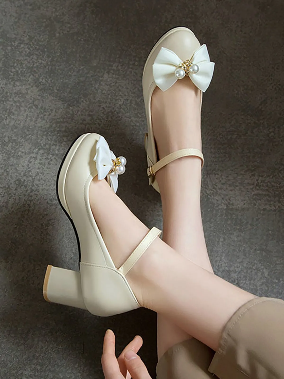 Clearance Retro Stage Retro Bowknot Mary Jane Shoes