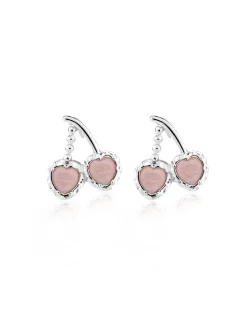 Sale Retro Stage Retro Cherry Pink Trim Alloy Earrings