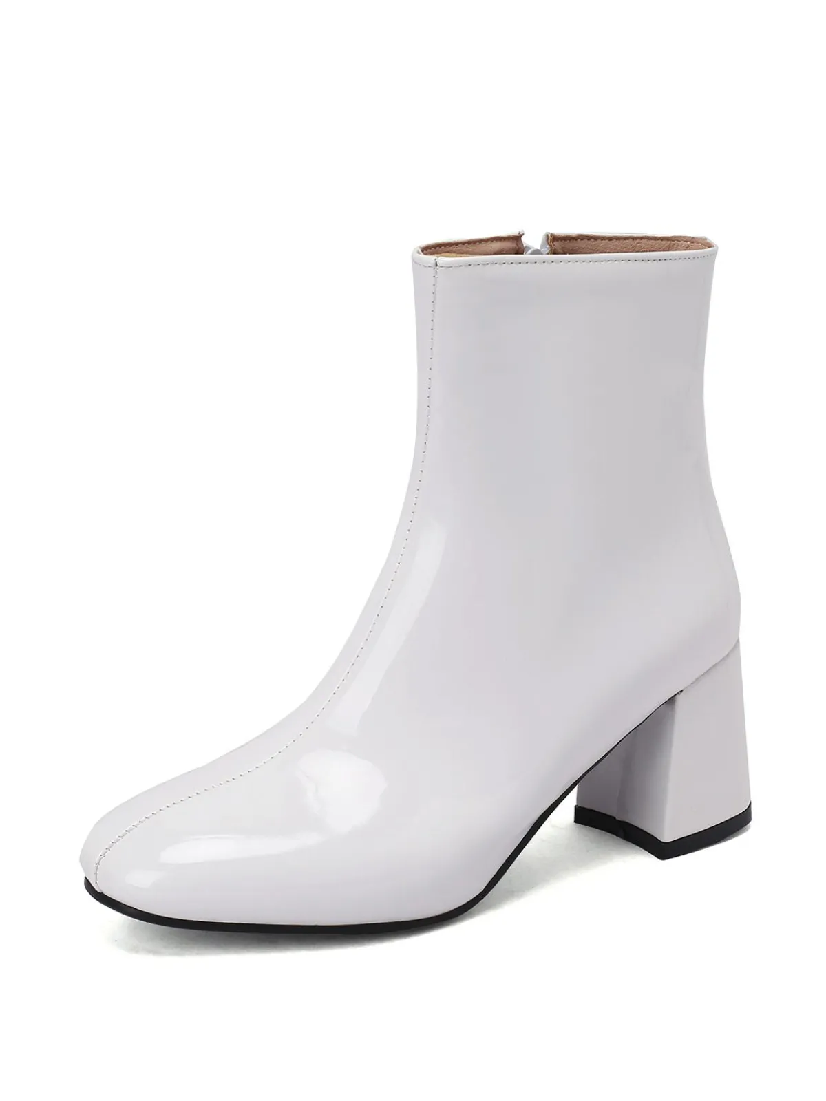 Fashion Retro Stage Retro Christmas Patent Leather Block Heel Ankle Boots