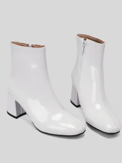 Fashion Retro Stage Retro Christmas Patent Leather Block Heel Ankle Boots