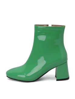 Fashion Retro Stage Retro Christmas Patent Leather Block Heel Ankle Boots