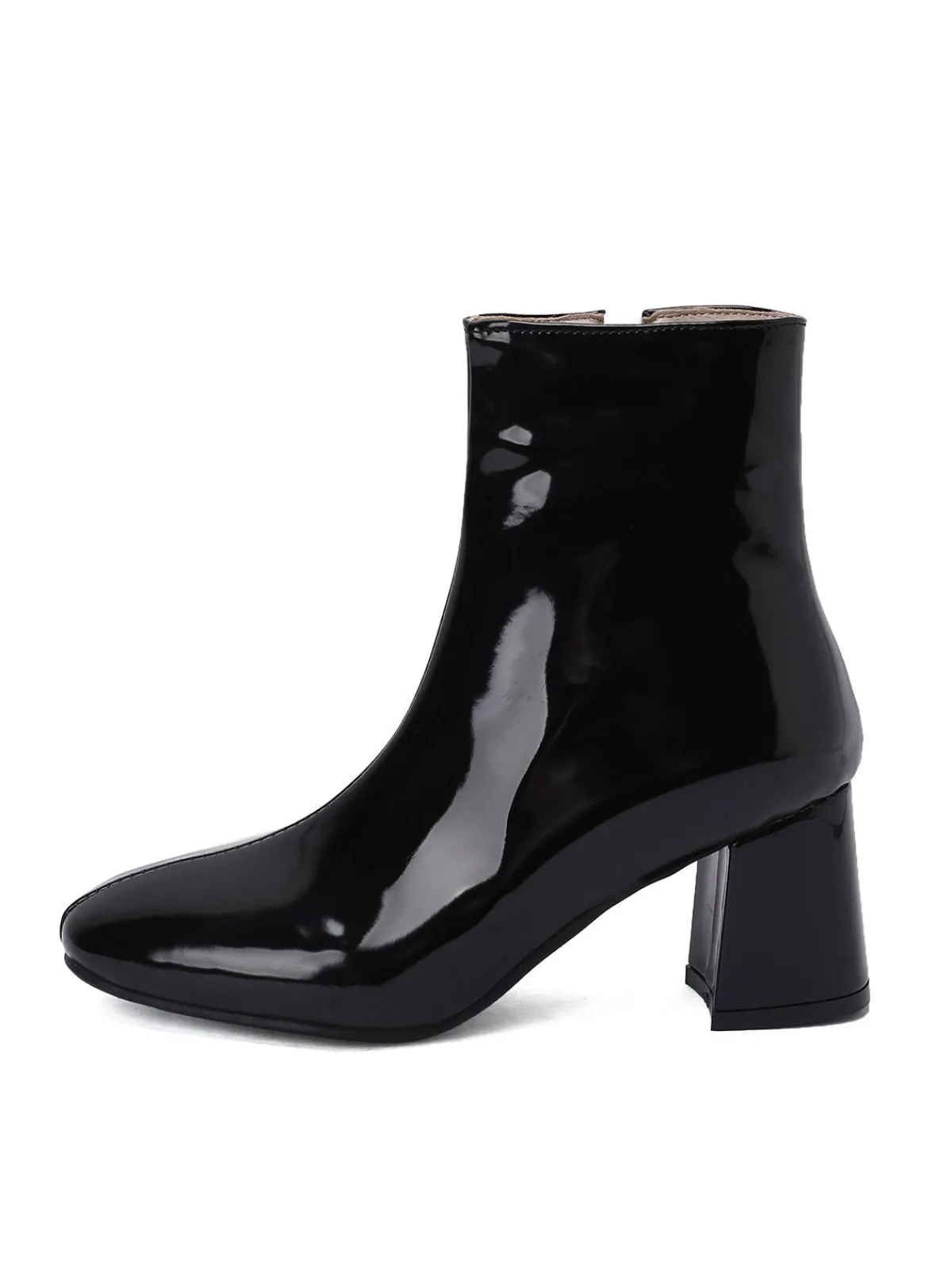 Fashion Retro Stage Retro Christmas Patent Leather Block Heel Ankle Boots
