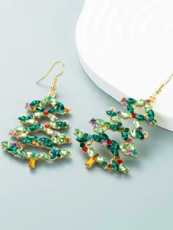 Hot Retro Stage Retro Christmas Tree Alloy Earrings