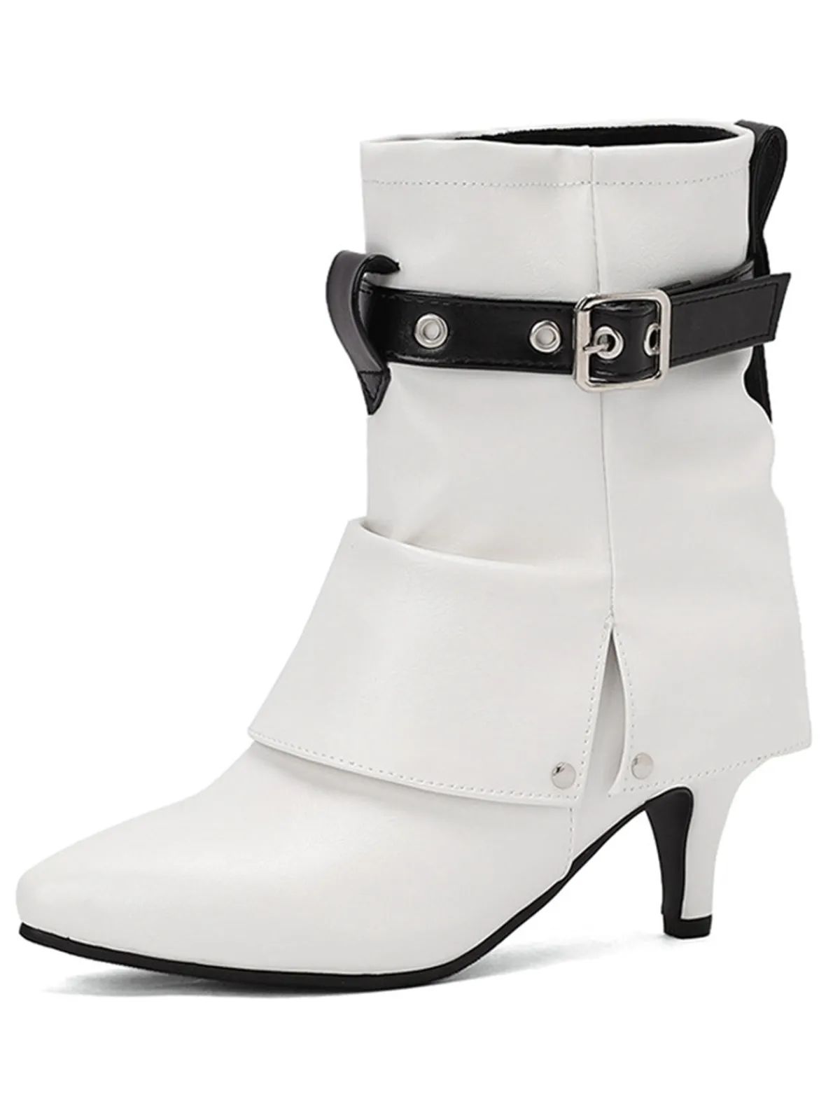 Fashion Retro Stage Retro Contrast Kitten Heel Ankle Boots